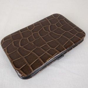 Brown Credit Card Holder in Faux-Croc